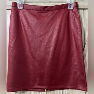 Red Faux Leather Like Skirt By Melissa Paige Sz 10P NWT